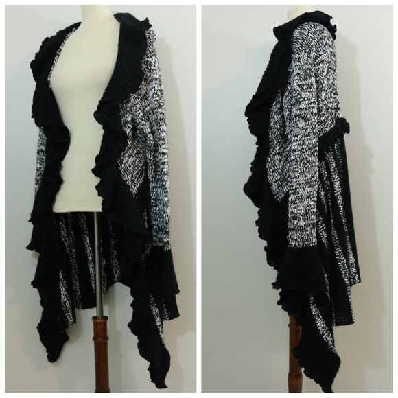 Sioni Wool Blend Ruffle Boho Cardigan Sweater - Picture 3 of 8